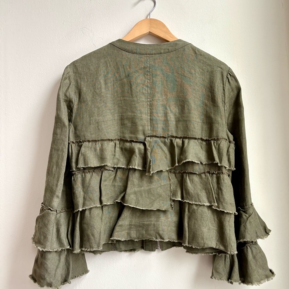 INC International Concepts Sage Green 100% Linen Zip Up Shirt / Light Blazer Sm - Picture 4 of 5